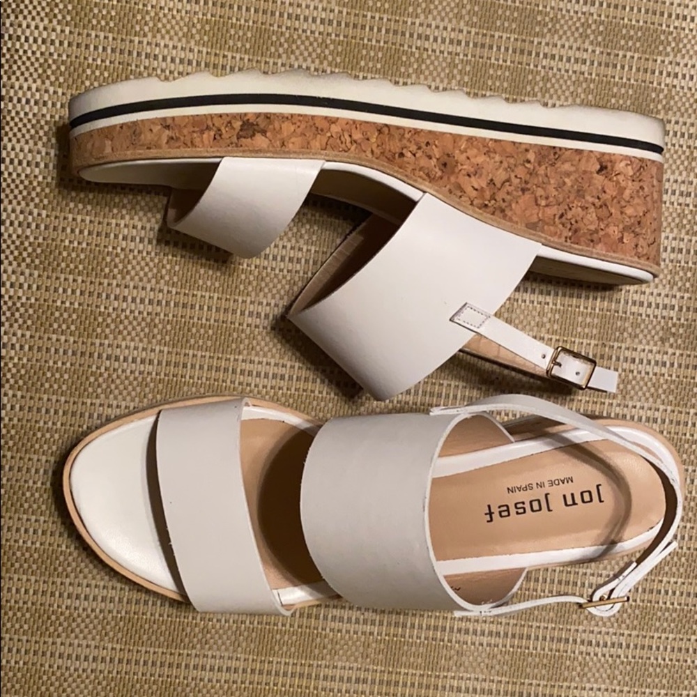 Jon Josef white wedge sandals